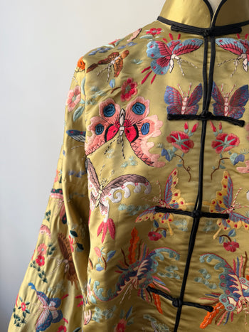 1980’s Mandarin silk butterfly embroidered jacket