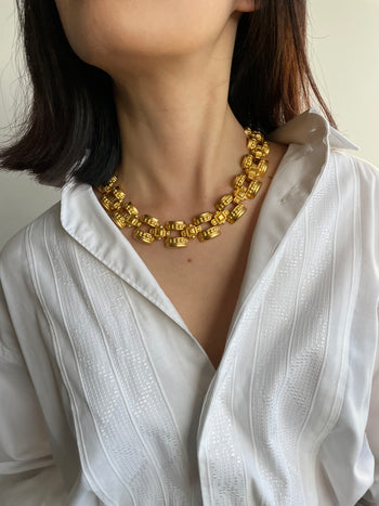 Givenchy 80’s vintage statement chunky necklace matte golden tone