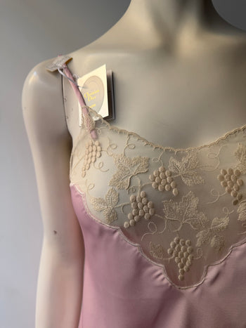 Christian Dior 1980’s pink lace applique night slip dress XS