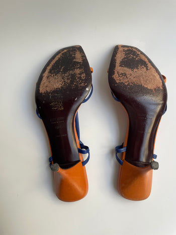 Miu Miu vintage orange strap slingback courts 40.5 IT
