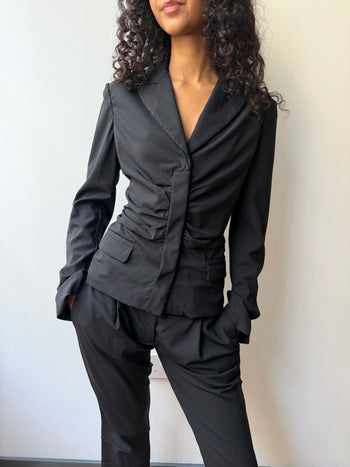 Prada early 2000’s vintage ruched waist fitted trouser suit