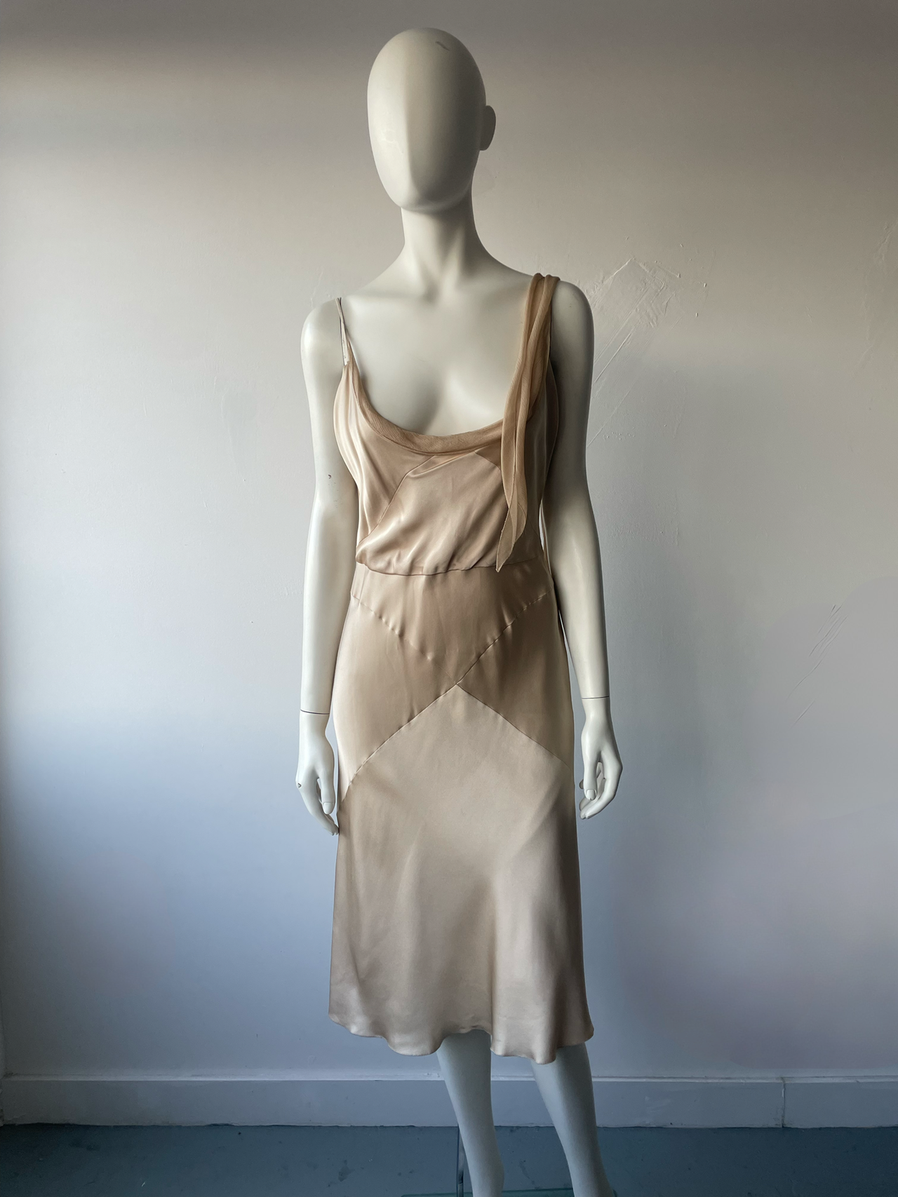 Prada pure silk beige satin slip dress 44 IT