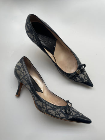 Dior navy oblique canvas monogram Galliano era courts 37.5