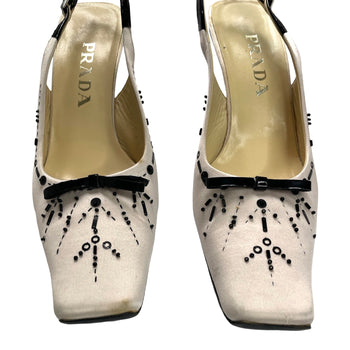 Prada 90’s slingback rose satin courts with bead detailing 39 IT