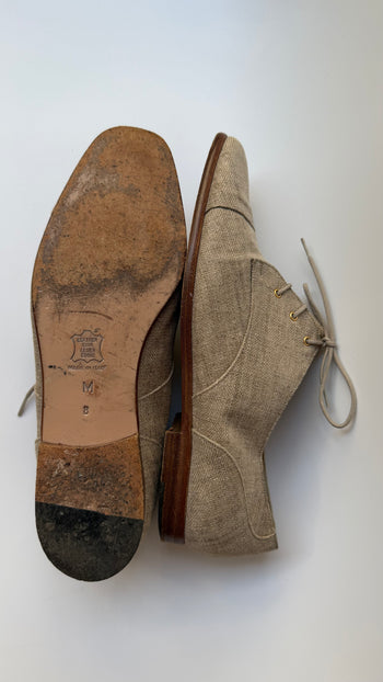 Yves Saint Laurent 1990’s beige canvas lace-up shoes 37-37.5