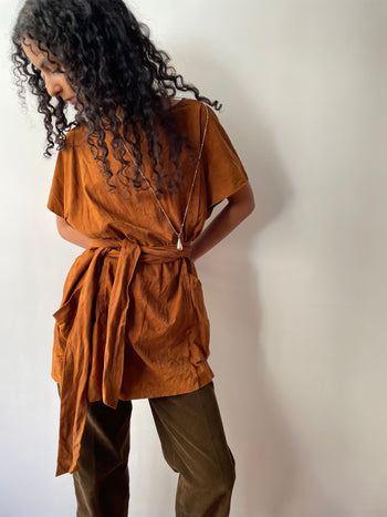 Prada tan suede belted mini dress tunic