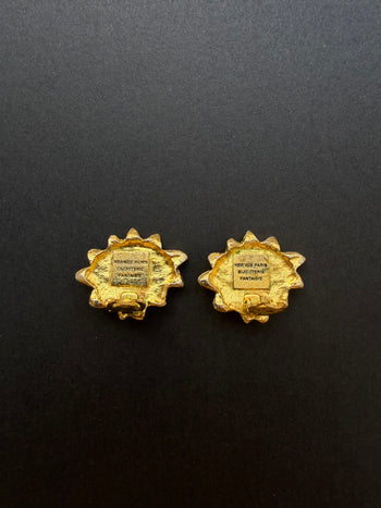 Hermès vintage sun motif clip-on earrings