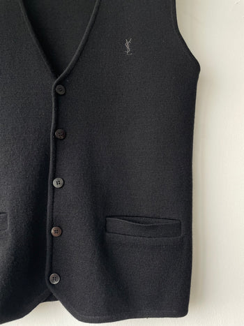 Yves Saint Laurent 1990’s vintage black wool knitted waistcoat size Large