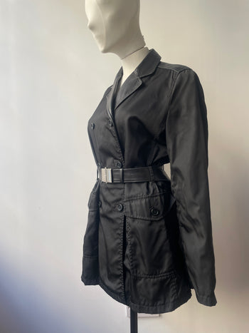Prada A/W 1994 nylon & leather belted trench coat