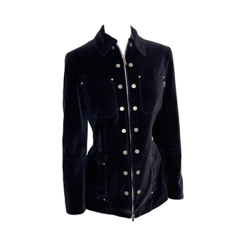 Gianfranco Ferre navy velvet zip jacket