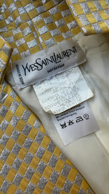 Yves Saint Laurent silver and yellow lame jacquard vintage blazer