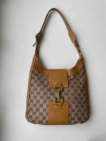 Gucci Jackie GG canvas shoulder hobo bag