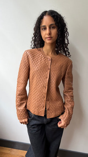 Armani Collezioni woven leather jacket