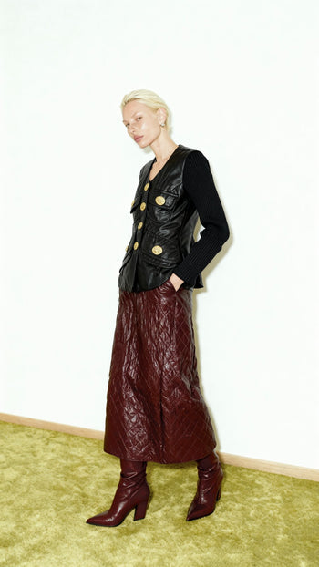 Gemma Kahng statement leather jacket cardigan