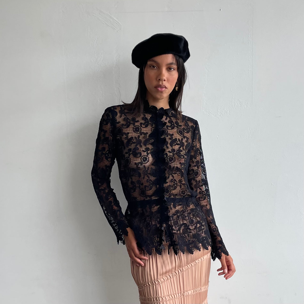 Giorgio Armani black crochet blouse