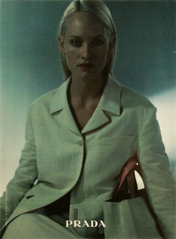 Prada SS1998 linen blend jacket with contrasting yellow green leather cuffs