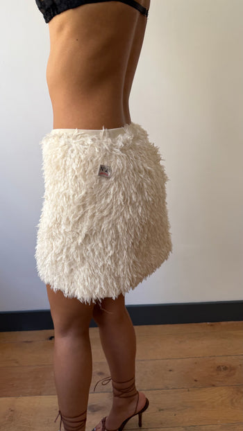 N21 feather effect textured mini skirt