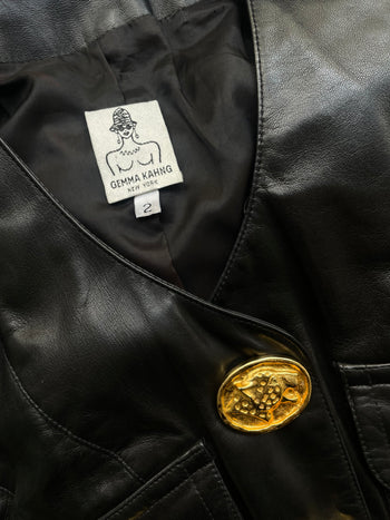 Gemma Kahng statement leather jacket cardigan
