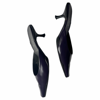 Prada 90’s sporty chic glossy leather dee purple mules 39 IT