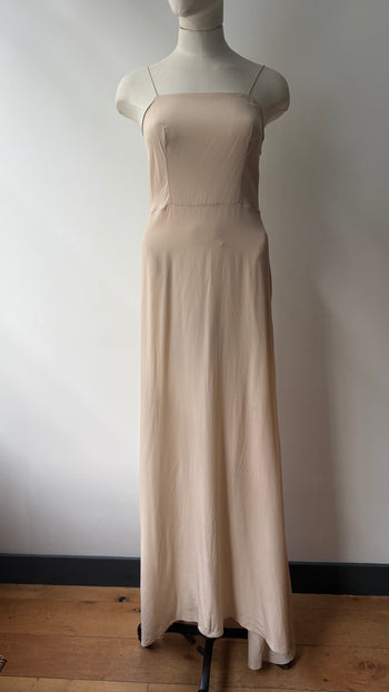 Prada silk chiffon maxi nude under layer dress