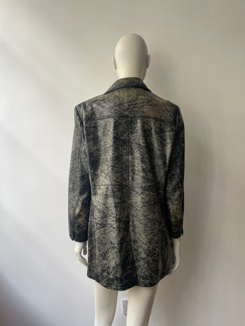 Yves Saint Laurent 1990’s vintage distressed effect double breasted leather jacket