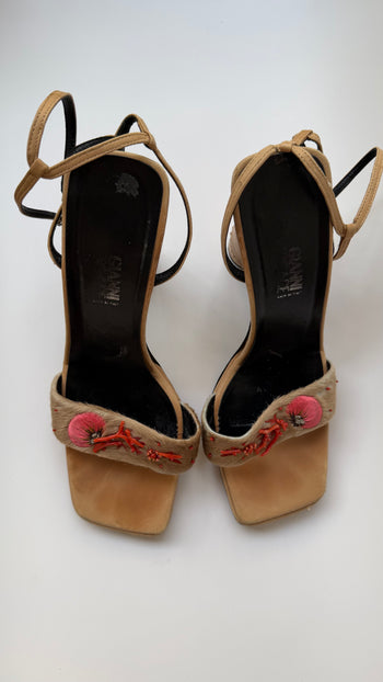 Gianni Versace coral applique open heels 38