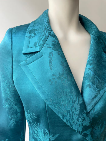 Yves Saint Laurent 1990’s vintage turquoise jacquard blazer