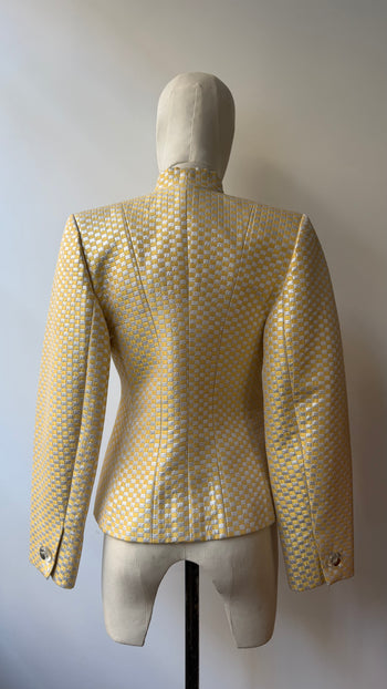 Yves Saint Laurent silver and yellow lame jacquard vintage blazer