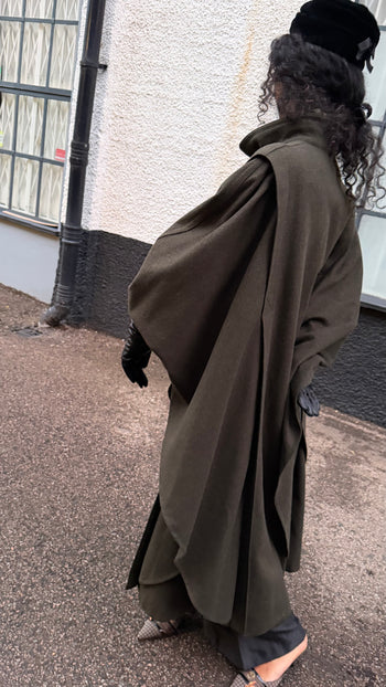 Austrian vintage batwing style wool coat cape