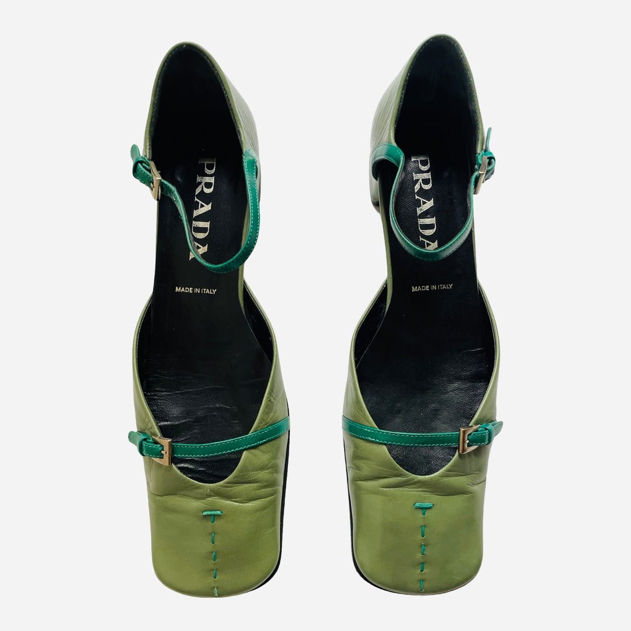 Prada Mary Jane style 90’s green leather flats 37-38 IT