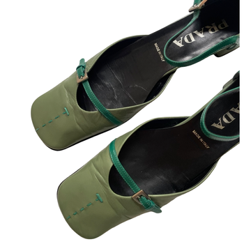 Prada Mary Jane style 90’s green leather flats 37-38 IT