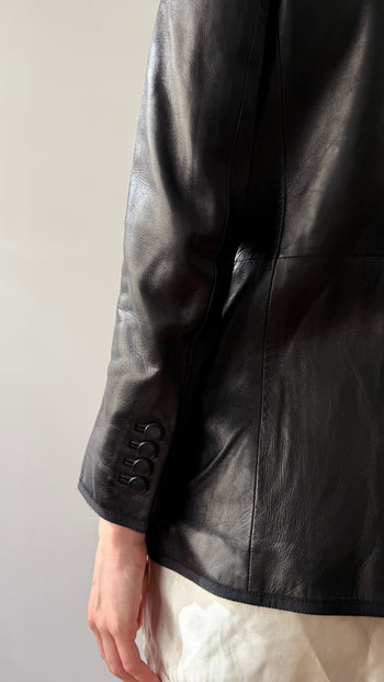 Yves Saint Laurent FW2018 runway structured leather blazer
