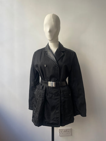 Prada A/W 1994 nylon & leather belted trench coat