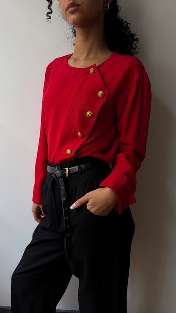 1980’s YSL vintage asymmetrical button blouse