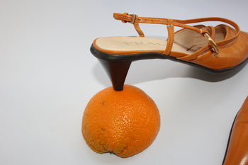 Prada early 00’s orange leather slingback courts