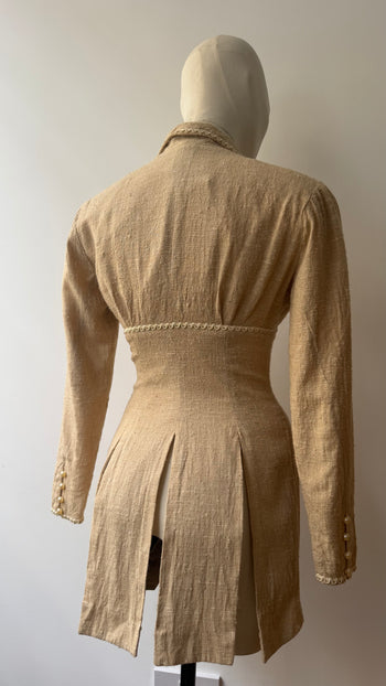 Edwardian style inspired handmade slim-fit long line jacket XS