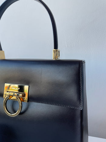 Salvatore Ferragamo Iconic Top-Handle brown leather handbag