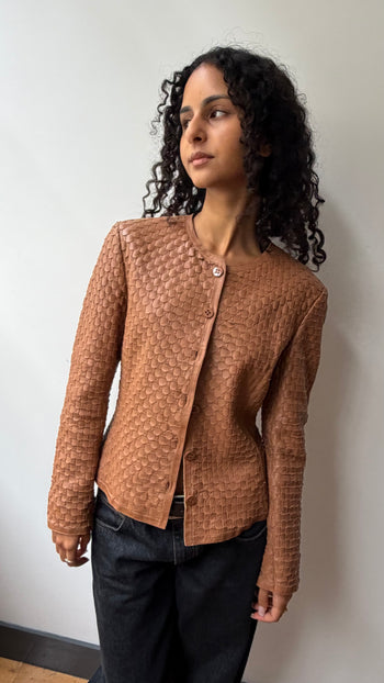 Armani Collezioni woven leather jacket