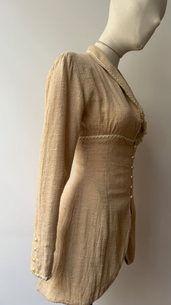 Edwardian style inspired handmade slim-fit long line jacket XS