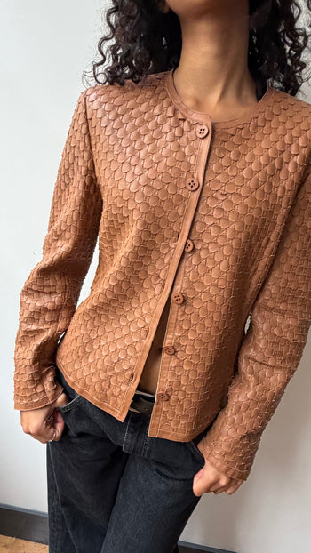 Armani Collezioni woven leather jacket