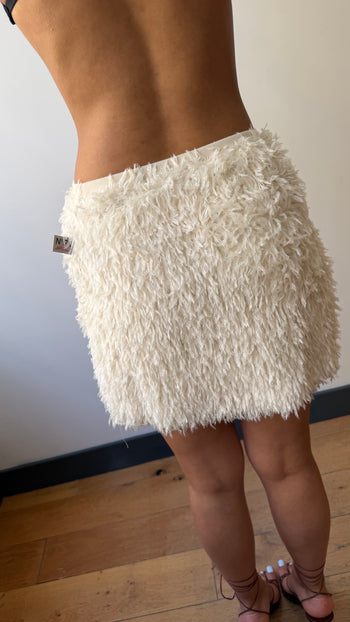 N21 feather effect textured mini skirt