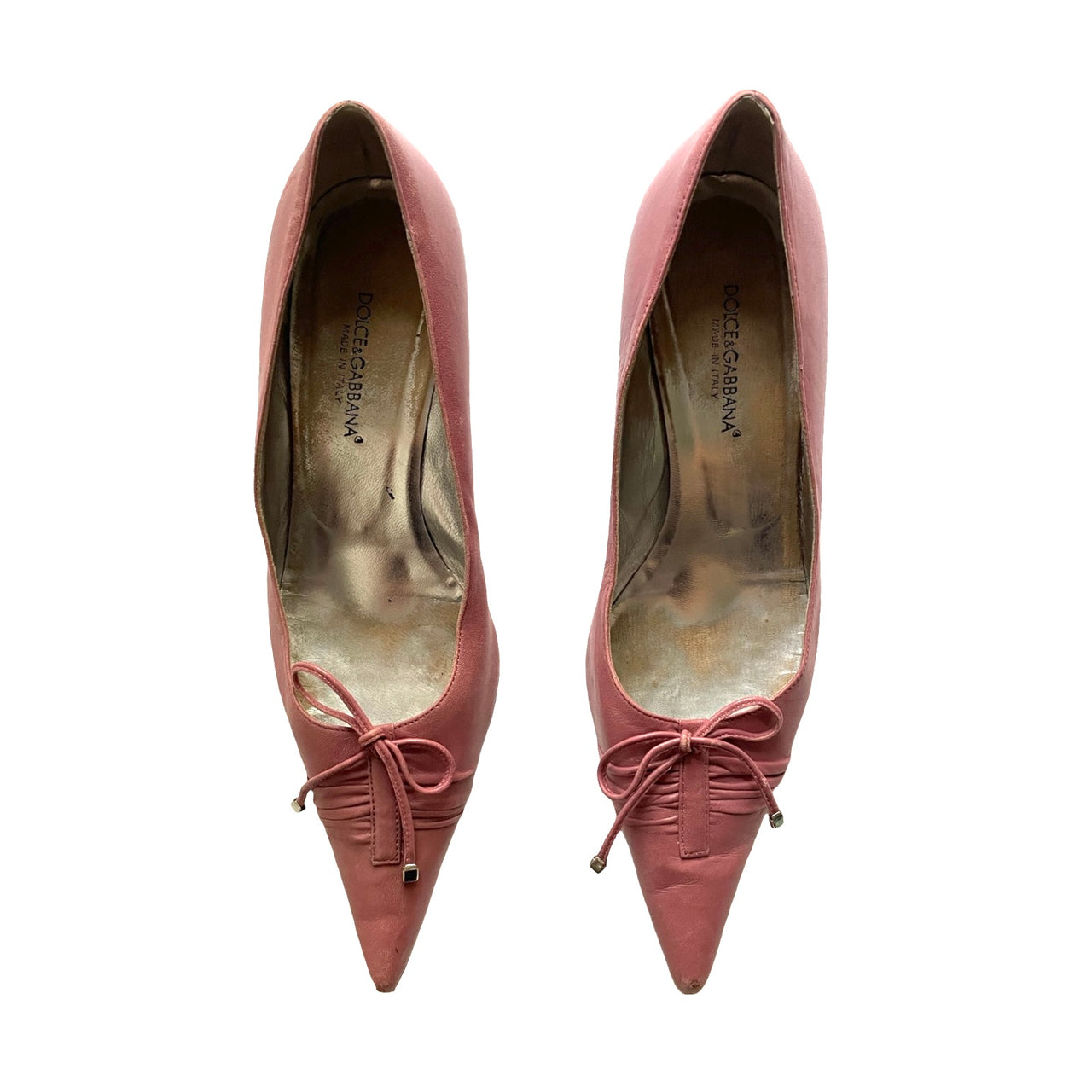 Dolce & Gabbana Y2K dusty pink leather kitten heel courts 38