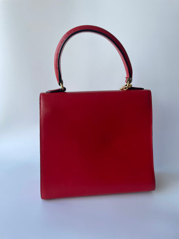 Celine vintage Top-Handle Bright Red Handbag