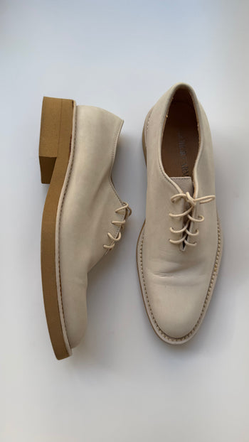 Armani off-white nubuck leather lace-up shoes 37.5