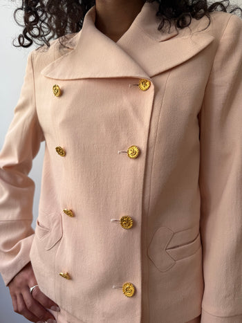 Christian Lacroix vintage double-breasted pastel pink blazer