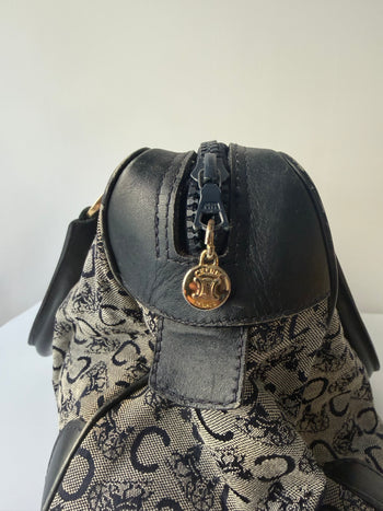 Celine vintage Boston handbag in navy canvas monogram