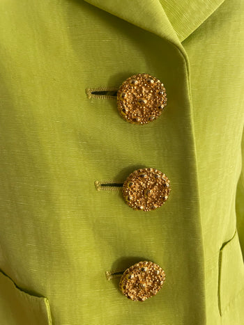 Yves Saint Laurent vintage lime yellow blazer with statement buttons