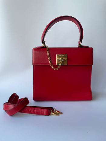 Celine vintage Top-Handle Bright Red Handbag