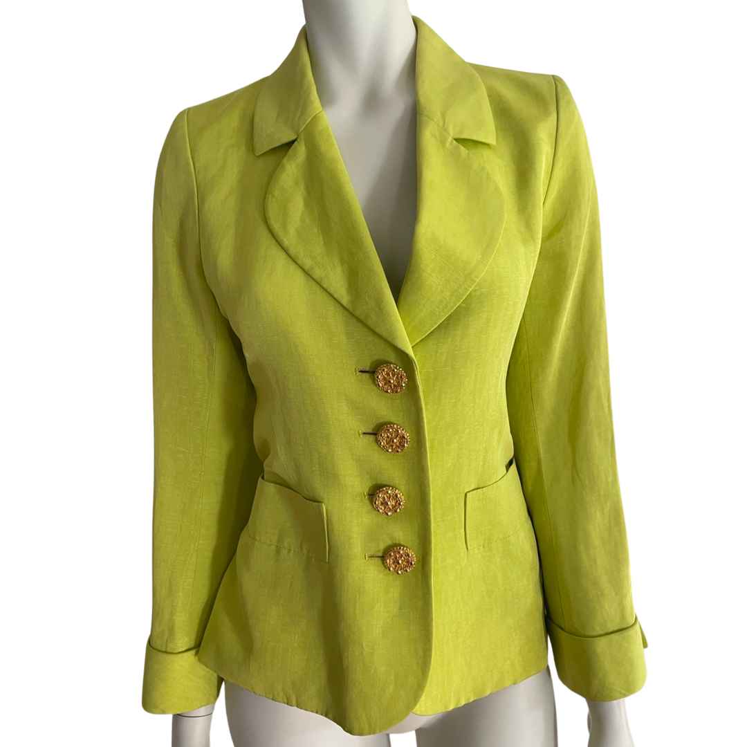 Yves Saint Laurent vintage lime yellow blazer with statement buttons