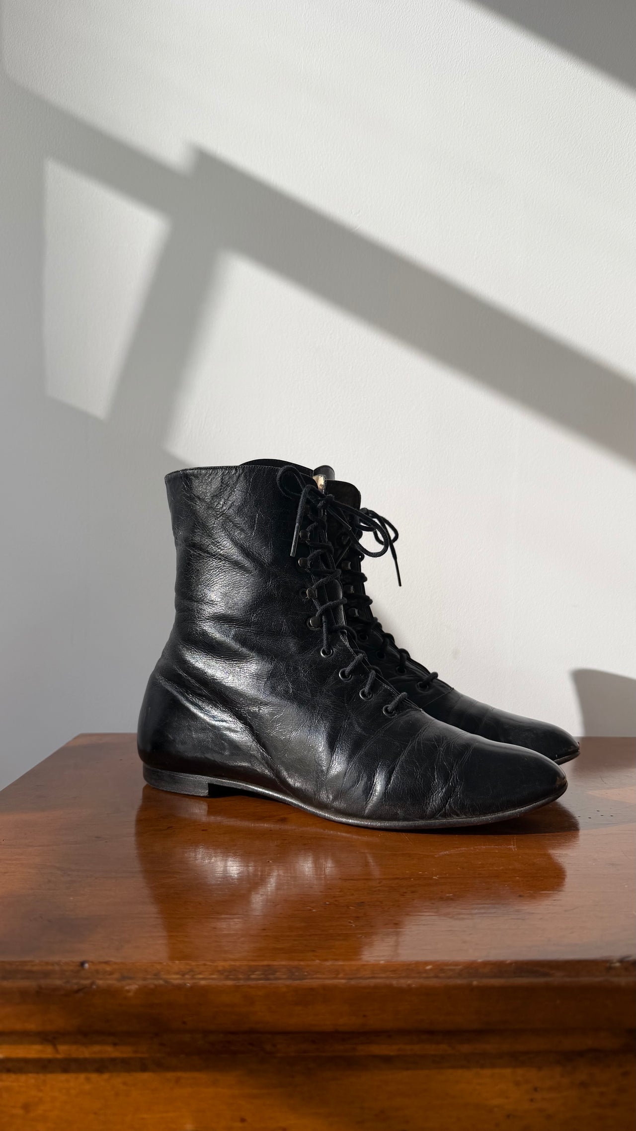 Manolo Blahnik vintage lace-up Victorian style leather boots 37.5